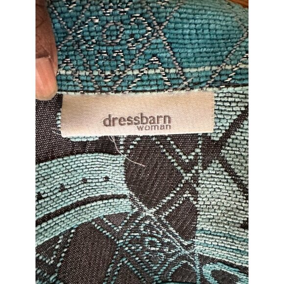 Dressbarn Blue & Black Textured Jacket Size 3XL Tribal Print Blazer - Picture 5 of 10